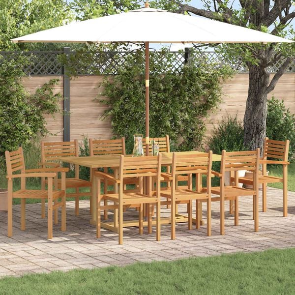 vidaXL Ensemble de salle &agrave; manger pour jardin 9 pcs Marron