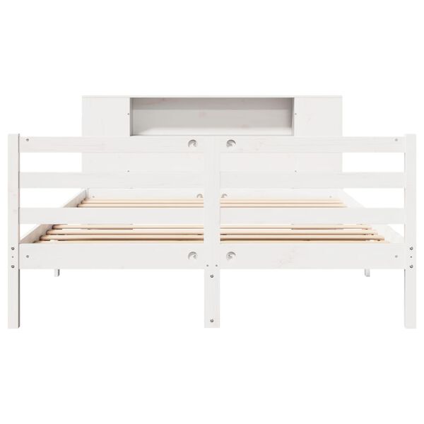 vidaXL Lit bibliothèque sans matelas blanc 160x200 cm bois pin massif