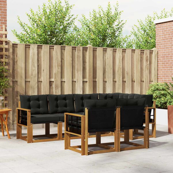 vidaXL Ensemble de canap&eacute;s d'ext&eacute;rieur 7 pcs Naturel et Noir