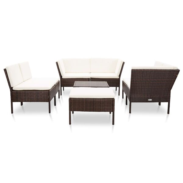 vidaXL Salon de jardin 8 pcs avec coussins r&eacute;sine tress&eacute;e marron