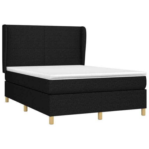 vidaXL Sommier &agrave; lattes de lit avec matelas Noir 140x190 cm Tissu