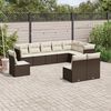vidaXL Salon de jardin 10 pcs avec coussins marron r&eacute;sine tress&eacute;e
