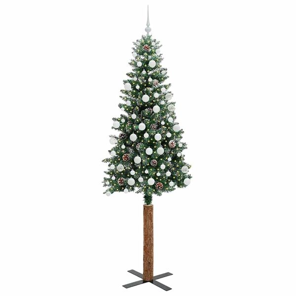 vidaXL Sapin de No&euml;l mince Vert 210 cm PVC et bois de pin massif