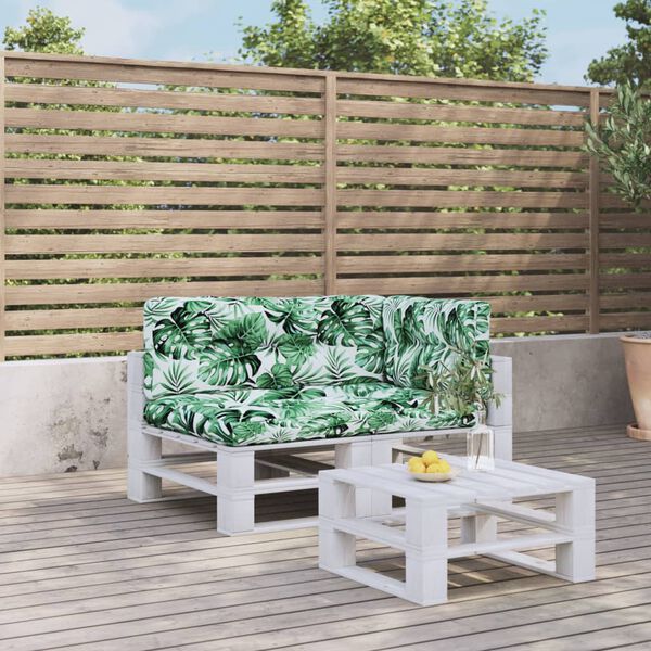 vidaXL Coussins de palette lot de 3 motif de feuilles tissu