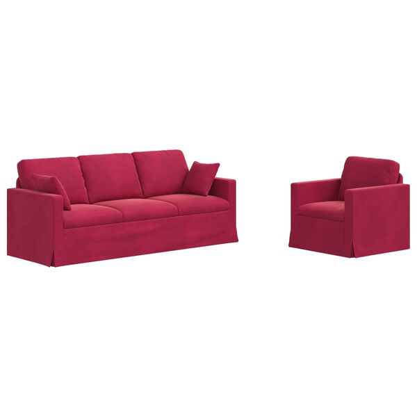 vidaXL Canap&eacute; 2 pcs Bordeaux 198 x 78 x 80 cm Velours