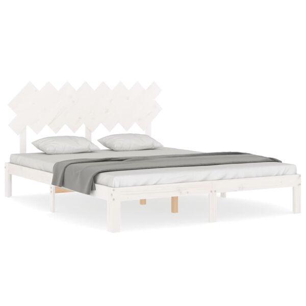 vidaXL Cadre de lit sans matelas blanc 160x200 cm bois de pin massif