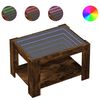 vidaXL Table basse avec LED ch&ecirc;ne fum&eacute; 73x53x45 cm bois d'ing&eacute;nierie