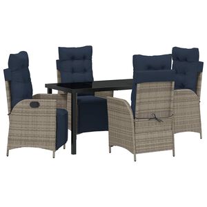vidaXL Ensemble de salle &agrave; manger pour jardin 5 pc Gris et Noir Rotin