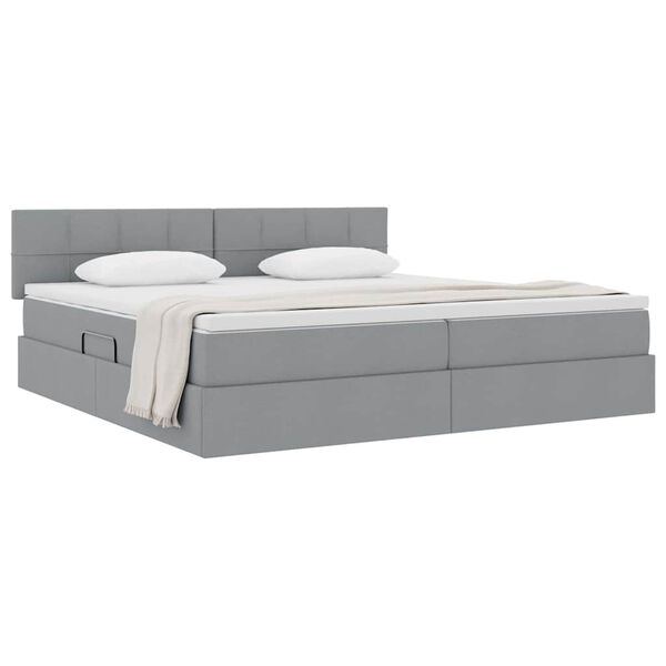 vidaXL Lit avec rangement et matelas Gris clair 200 x 200 cm