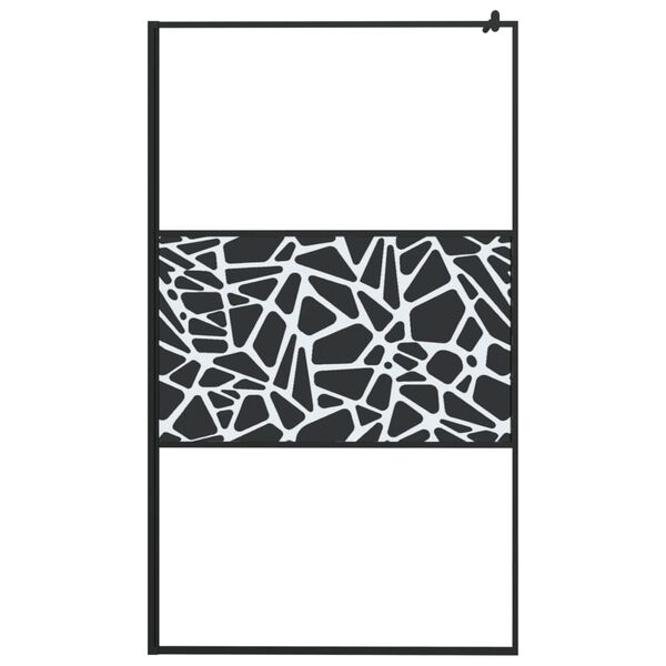 vidaXL Paroi de douche 115x195 cm Verre ESG avec design de pierre Noir
