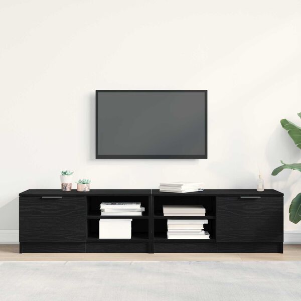 vidaXL Meuble TV 2 pcs Ch&ecirc;ne noir 80 x 35 x 36,5 cm Bois d'ing&eacute;nierie