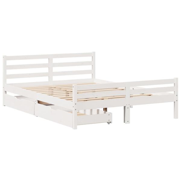 vidaXL Cadre de lit sans matelas blanc 140x200 cm bois de pin massif