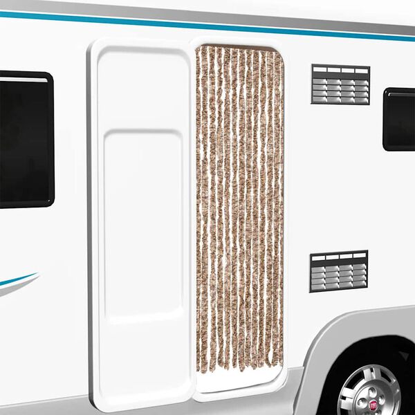 vidaXL Rideau anti-mouches beige et marron fonc&eacute; 56x200 cm chenille