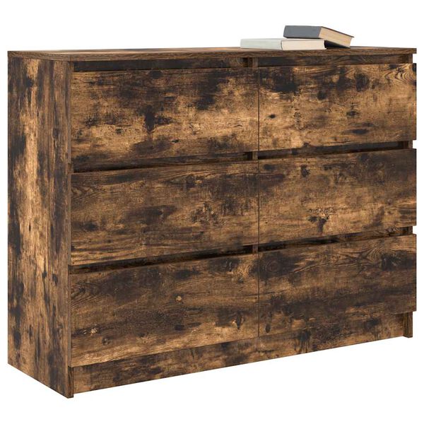 vidaXL Buffet ch&ecirc;ne fum&eacute; 100x35x76 cm bois d'ing&eacute;nierie