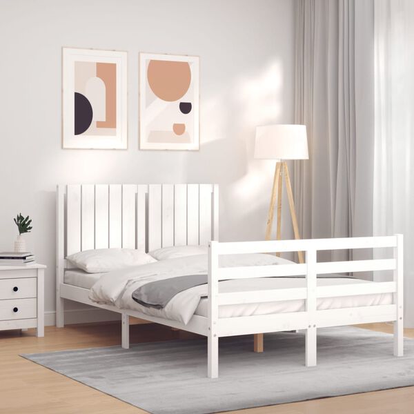 vidaXL Cadre de lit sans matelas blanc 120x200 cm bois massif