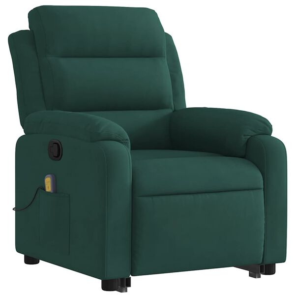 vidaXL Fauteuil de massage inclinable Vert fonc&eacute; Velours