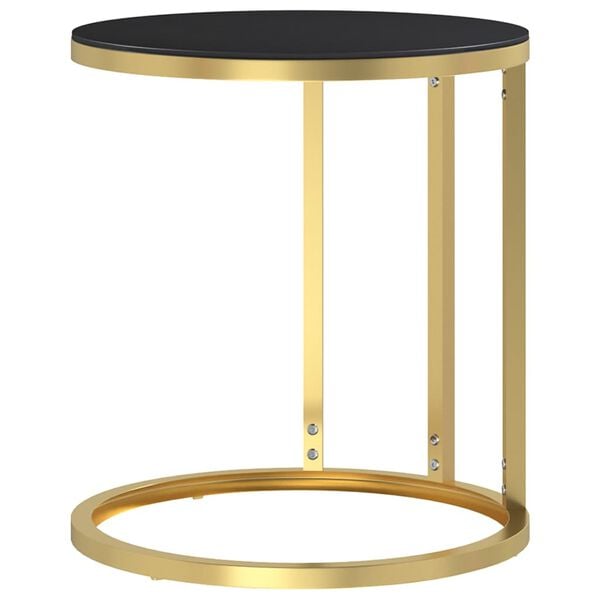 vidaXL Table d'appoint Dor&eacute; et noir 45 cm Verre tremp&eacute;