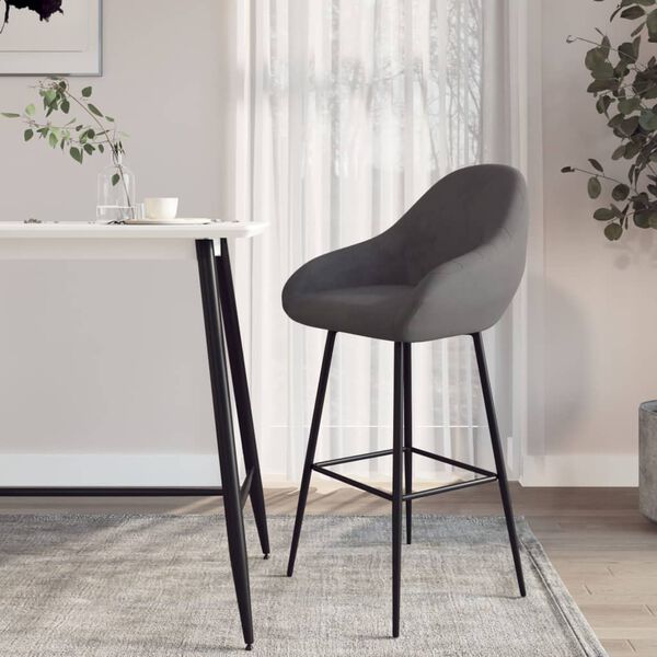 vidaXL Tabouret de bar Gris fonc&eacute; Velours