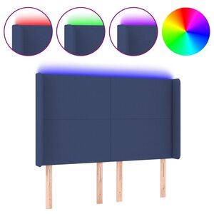 vidaXL T&ecirc;te de lit &agrave; LED Bleu 147x16x118/128 cm Tissu