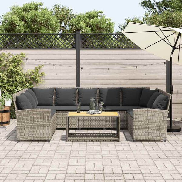 vidaXL Canap&eacute; de jardin et coussins gris clair r&eacute;sine tress&eacute;e