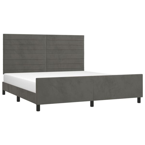 vidaXL Cadre de lit sans matelas gris fonc&eacute; 160x200 cm velours