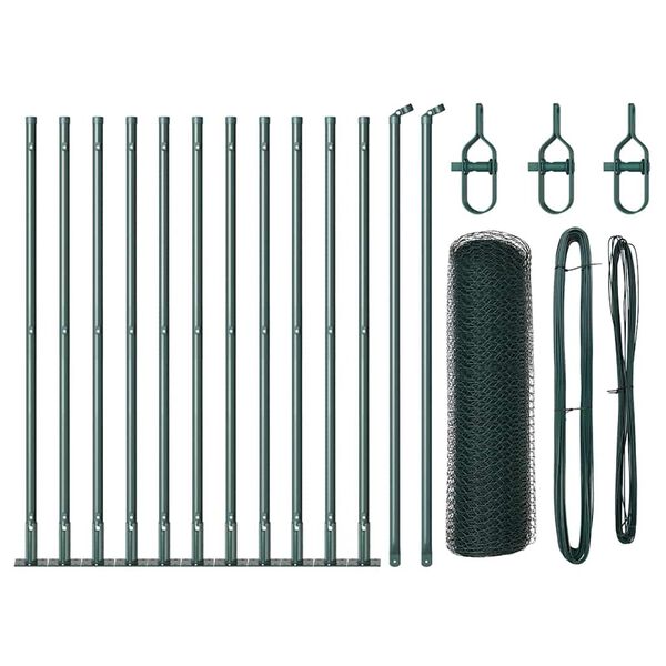 vidaXL Poteau de cl&ocirc;ture. Vert 25 x 0,5 m (maille de 13 mm) Acier