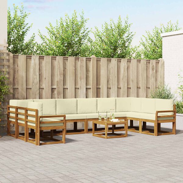 vidaXL Ensemble de canap&eacute;s d'ext&eacute;rieur 11 pcs Naturel et Cr&egrave;me