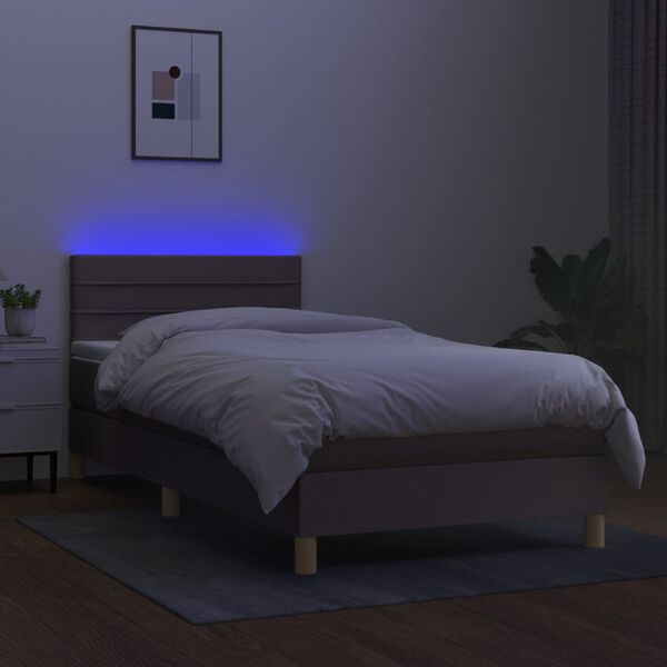 vidaXL Sommier &agrave; lattes de lit avec matelas LED Taupe 80x200 cm Tissu