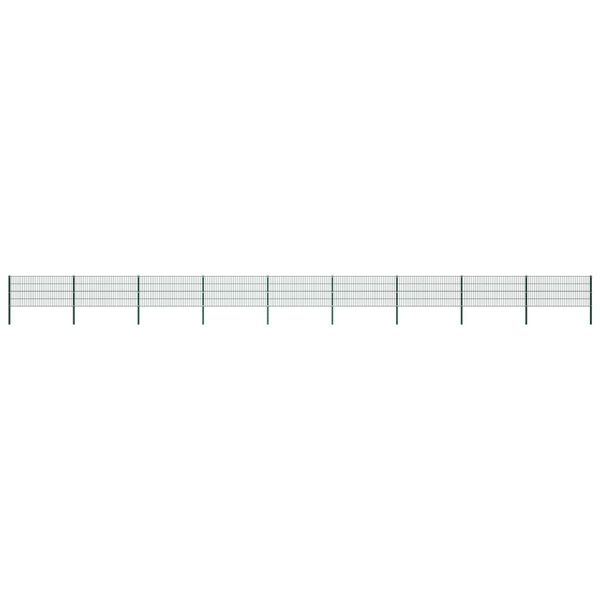 vidaXL Panneau de cl&ocirc;ture avec poteaux en fer 1557,5 x 80 cm Vert