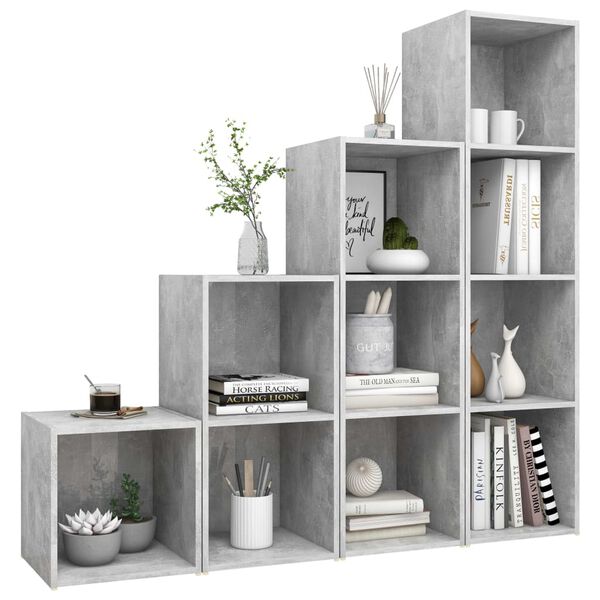 vidaXL Ensemble de meubles TV 4 pcs Gris béton Bois d'ingénierie