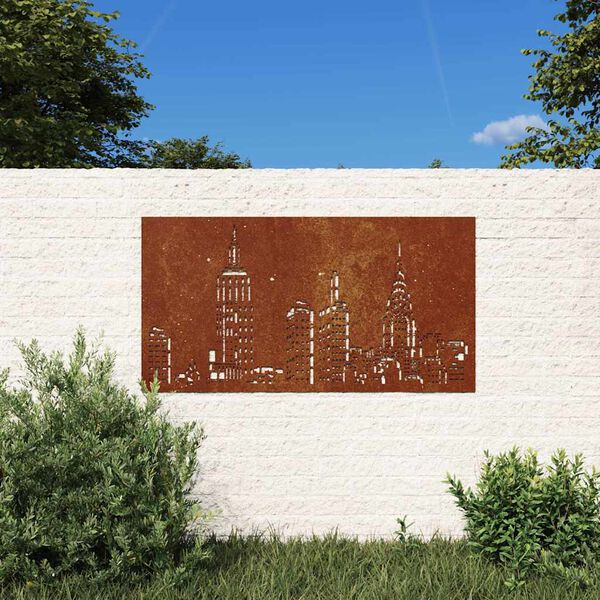 vidaXL D&eacute;coration murale jardin 105x55cm acier corten design d'horizon