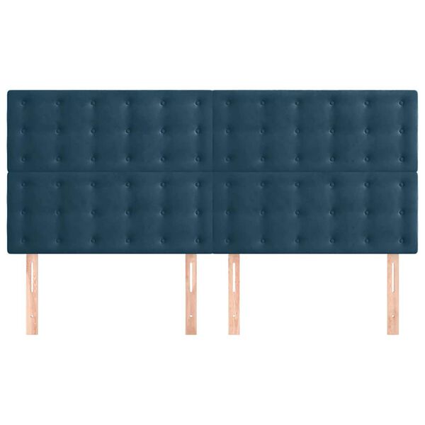 vidaXL T&ecirc;te de lit Bleu fonc&eacute; 200 x 5 x 118/128 cm Velours