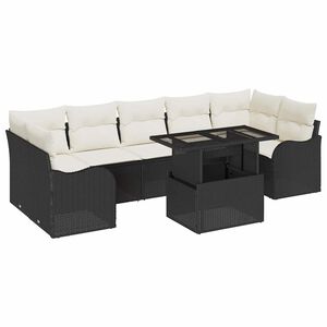vidaXL Ensemble de canap&eacute; de jardin 8 pcs Noir Poly Rattan