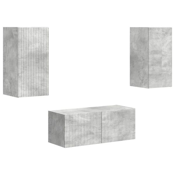 vidaXL Ensemble meuble TV 2 pcs Gris b&eacute;ton Bois d'ing&eacute;nierie