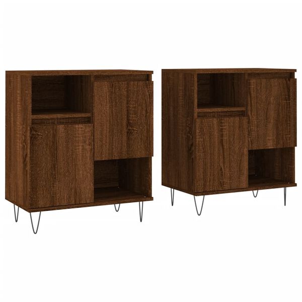 vidaXL Buffets 2 pcs ch&ecirc;ne marron bois d'ing&eacute;nierie