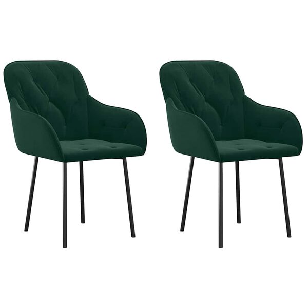 vidaXL Chaises à manger lot de 2 Vert foncé Velours