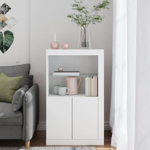 vidaXL Armoire latérale avec éclairage LED blanc bois d'ingénierie