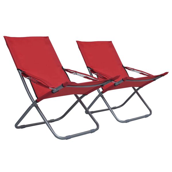 vidaXL Chaises pliables de plage lot de 2 Tissu Rouge