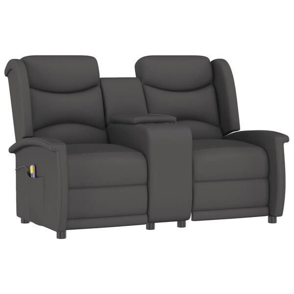 vidaXL Fauteuil de massage inclinable porte-gobelet 2places gris fonc&eacute;
