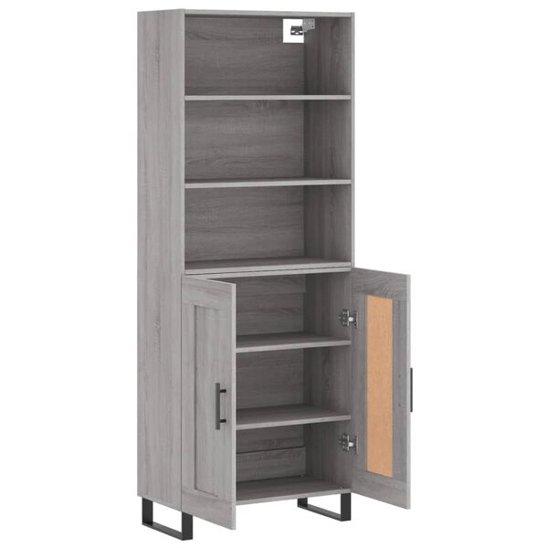 vidaXL Buffet haut Sonoma gris 69,5x34x180 cm Bois d'ing&eacute;nierie