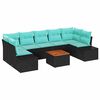 vidaXL Ensemble de canap&eacute; de jardin 8 pc Noir polyrotin