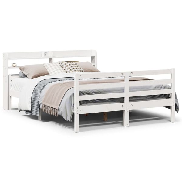 vidaXL Cadre de lit et t&ecirc;te de lit sans matelas blanc 135x190 cm