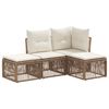 vidaXL Ensemble de canap&eacute; de jardin 4 pcs Beige polyrotin