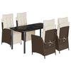 vidaXL Ensemble &agrave; manger de jardin 5 pcs et coussins marron poly rotin