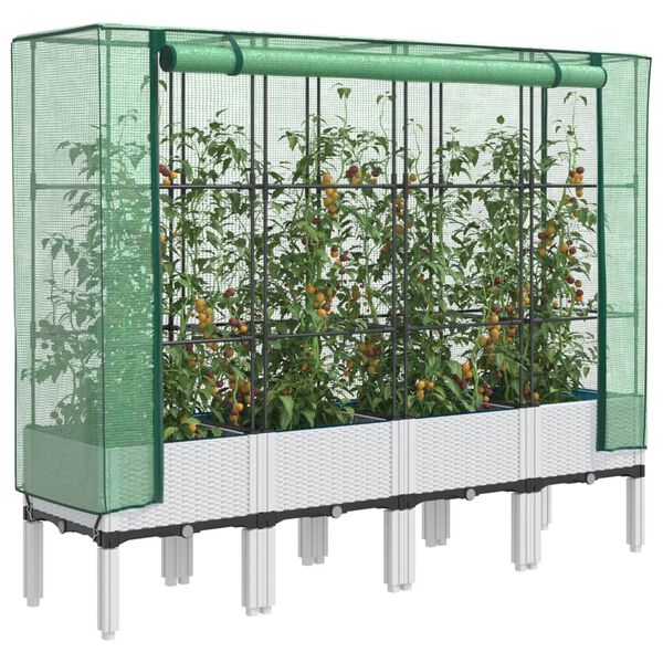 vidaXL Jardini&egrave;re sur&eacute;lev&eacute;e avec housse aspect rotin 160x40x140 cm