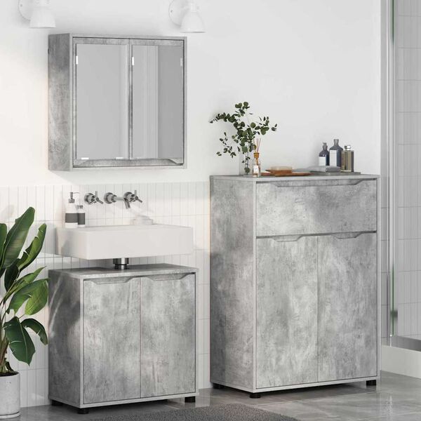 vidaXL Ensemble de mobilier de salle de bain 3 pcs Gris b&eacute;ton