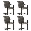 vidaXL Chaises &agrave; manger cantilever lot de 4 gris cuir v&eacute;ritable