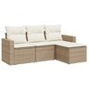 vidaXL Salon de jardin avec coussins 4 pcs beige r&eacute;sine tress&eacute;e