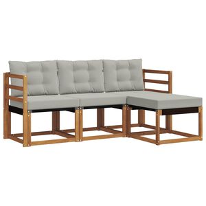 vidaXL Ensemble de canap&eacute;s d'ext&eacute;rieur 4 pc Gris Naturel et Clair