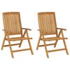 vidaXL Chaises de jardin inclinables lot de 2 et coussins teck massif